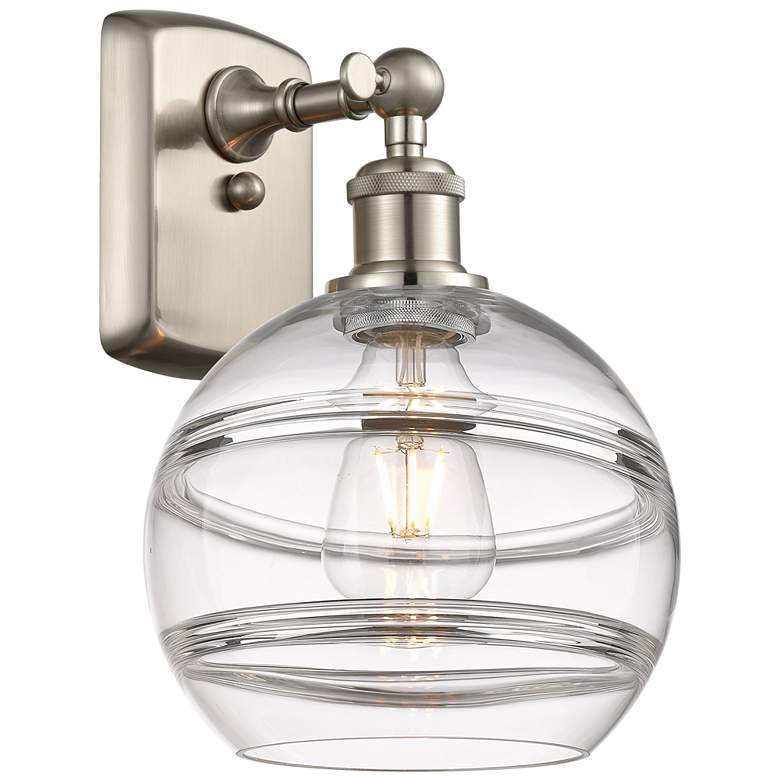 Image 1 Ballston Rochester 10.88" High Brushed Satin Nickel Sconce With Clear