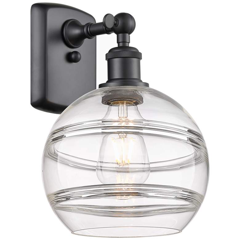 Image 1 Ballston Rochester 10.88" High Matte Black Sconce With Clear Shade