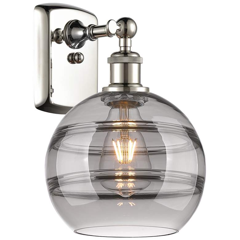 Image 1 Ballston Rochester 10.88" High Polished Nickel Sconce w/ Light Smoke S