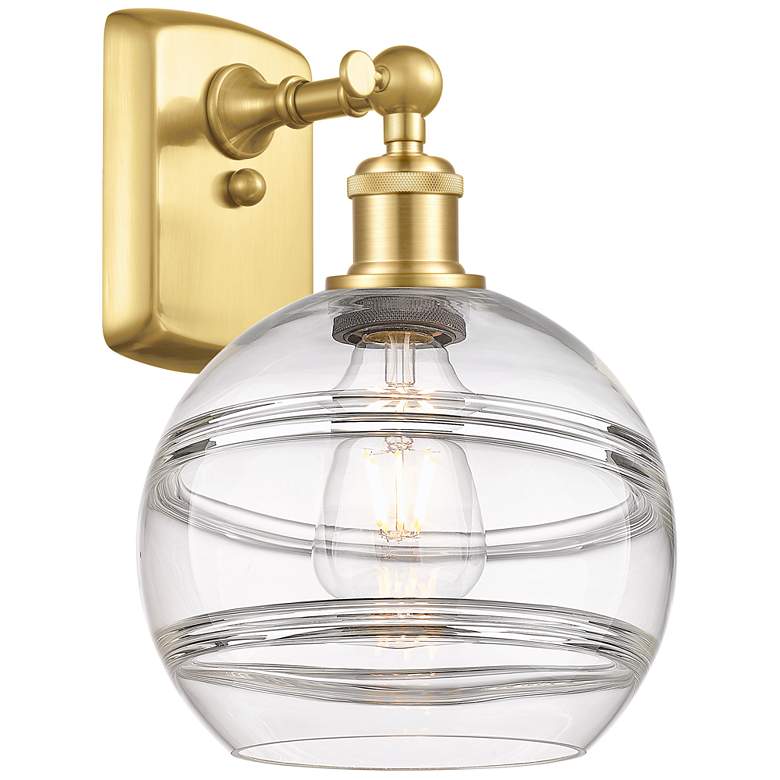 Image 1 Ballston Rochester 10.88" High Satin Gold Sconce With Clear Shade