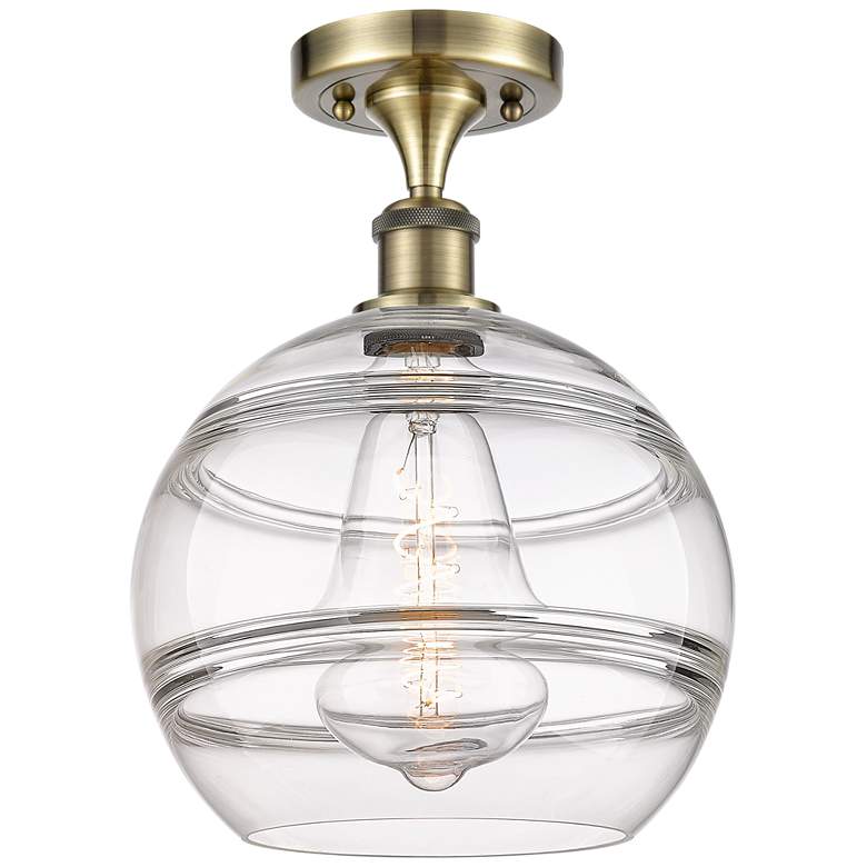 Image 1 Ballston Rochester 10" Wide Antique Brass Semi-Flush Mount With Clear