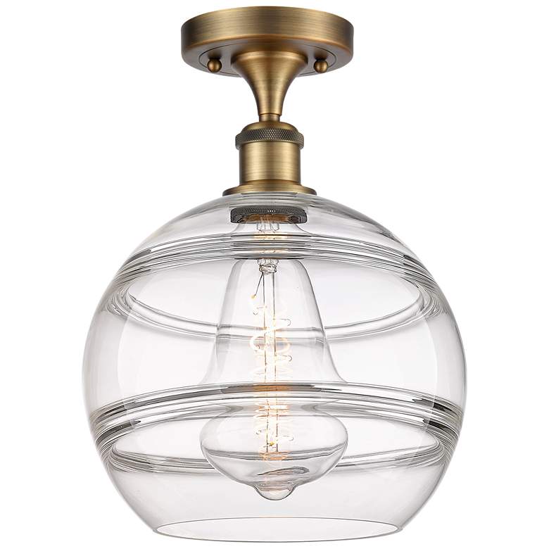 Image 1 Ballston Rochester 10" Wide Brushed Brass Semi-Flush Mount With Clear