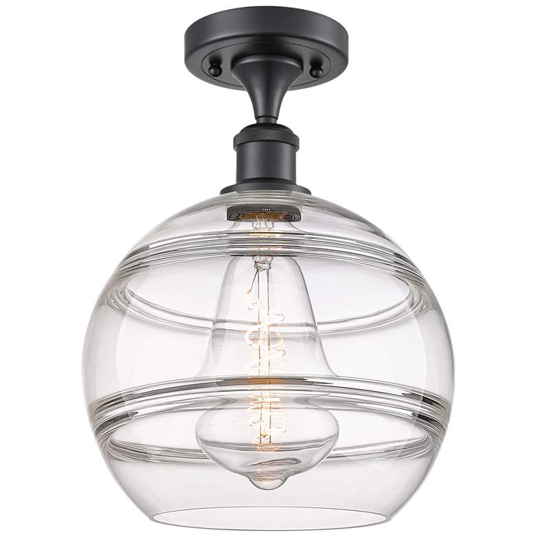 Image 1 Ballston Rochester 10" Wide Matte Black Semi-Flush Mount With Clear Sh
