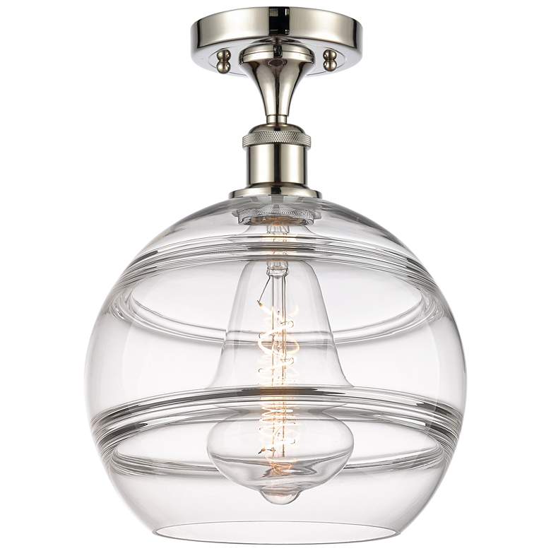 Image 1 Ballston Rochester 10" Wide Polished Nickel Semi-Flush Mount w/ Clear