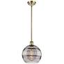 Ballston Rochester 10"W Antique Brass Stemmed Mini Pendant w/ Smoke Sh