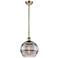 Ballston Rochester 10"W Antique Brass Stemmed Mini Pendant w/ Smoke Sh