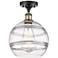 Ballston Rochester 10"W Black Antique Brass Semi-Flush Mount w/ Clear
