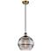 Ballston Rochester 10"W Brushed Brass Corded Mini Pendant w/ Smoke Sha