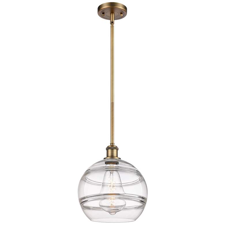 Image 1 Ballston Rochester 10"W Brushed Brass Stemmed Mini Pendant w/ Clear Sh