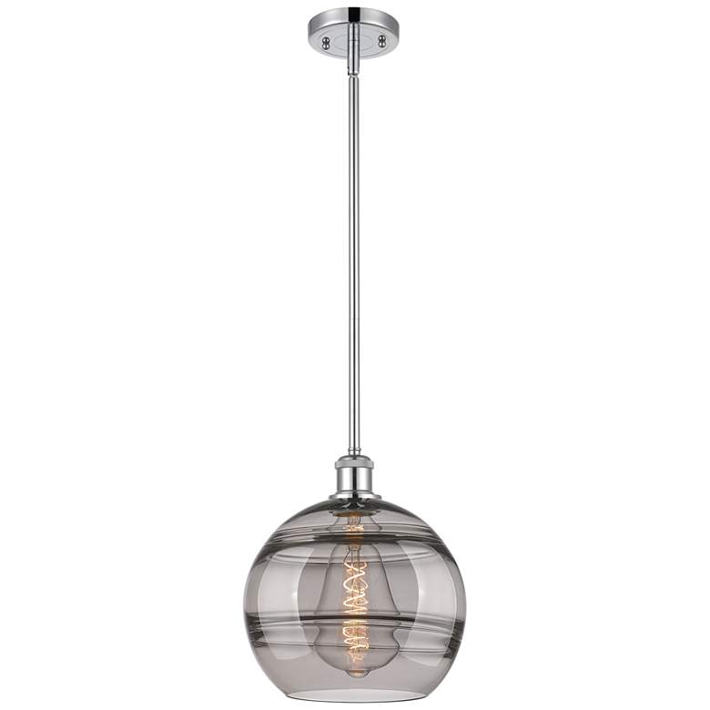 Image 1 Ballston Rochester 10"W Chrome Stemmed Mini Pendant w/ Light Smoke Sha