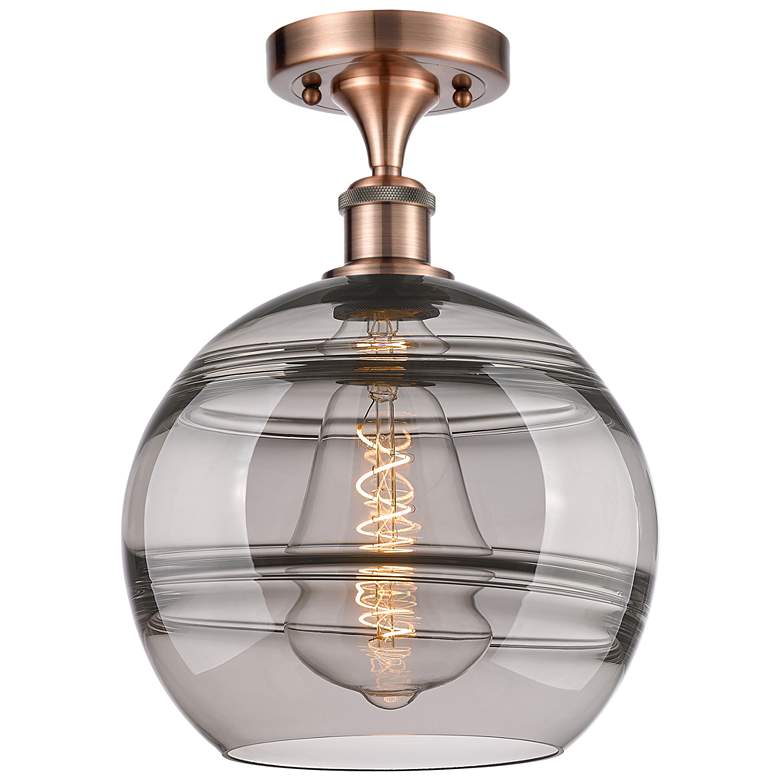 Image 1 Ballston Rochester 10"W Copper Semi-Flush Mount w/ Light Smoke Shade