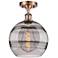 Ballston Rochester 10"W Copper Semi-Flush Mount w/ Light Smoke Shade