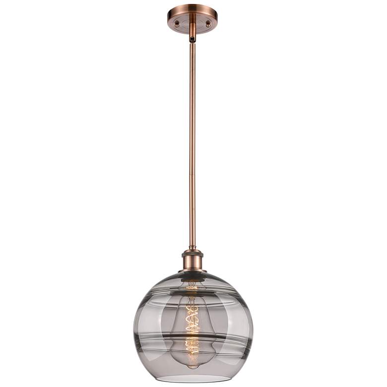 Image 1 Ballston Rochester 10"W Copper Stemmed Mini Pendant w/ Light Smoke Sha