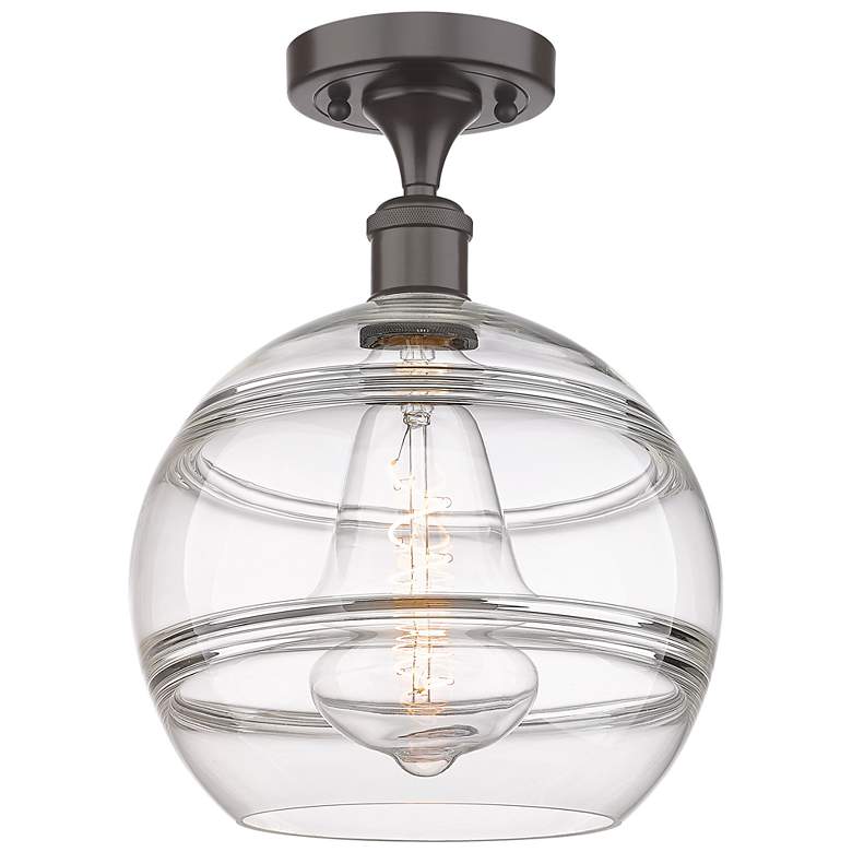 Image 1 Ballston Rochester 10"W Oil Rubbed Bronze Semi-Flush Mount w/ Clear Sh