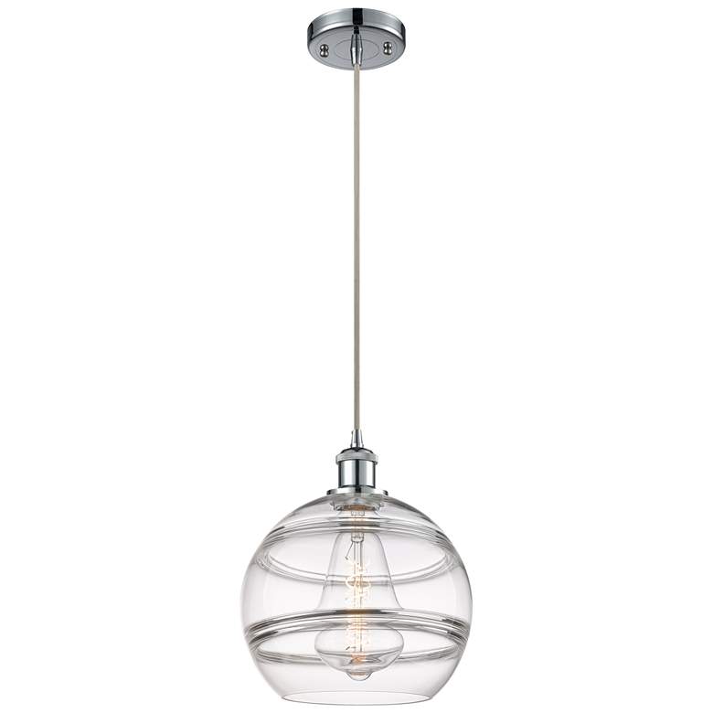 Image 1 Ballston Rochester 10"W Polished Chrome Corded Mini Pendant w/ Clear S
