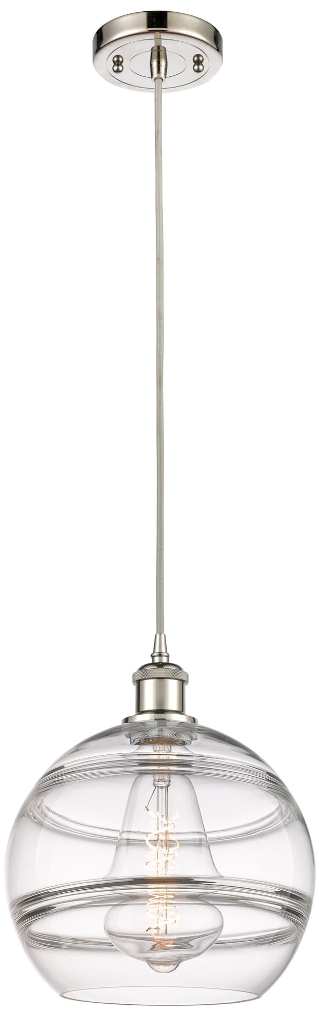 Ballston Rochester 10"W Polished Nickel Corded Mini Pendant w/ Clear S