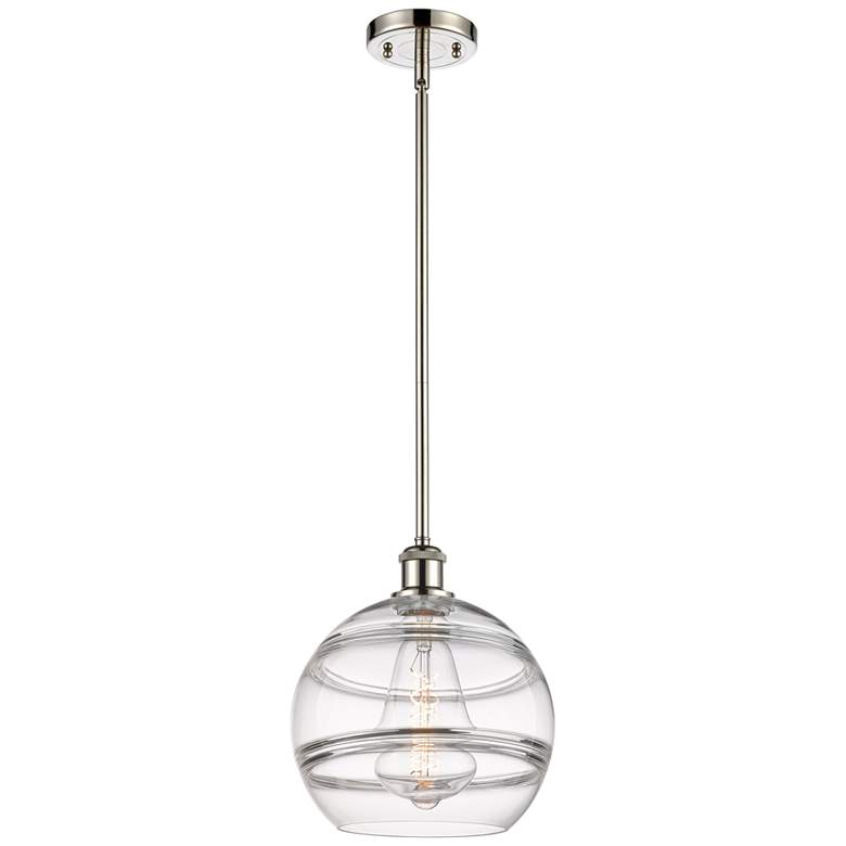 Image 1 Ballston Rochester 10"W Polished Nickel Stemmed Mini Pendant w/ Clear