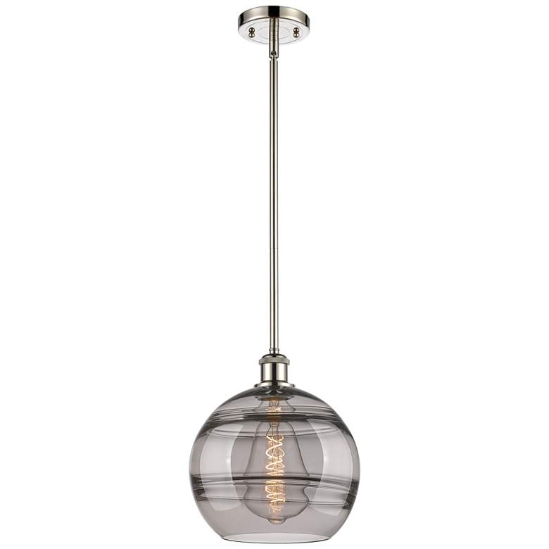Image 1 Ballston Rochester 10"W Polished Nickel Stemmed Mini Pendant w/ Smoke