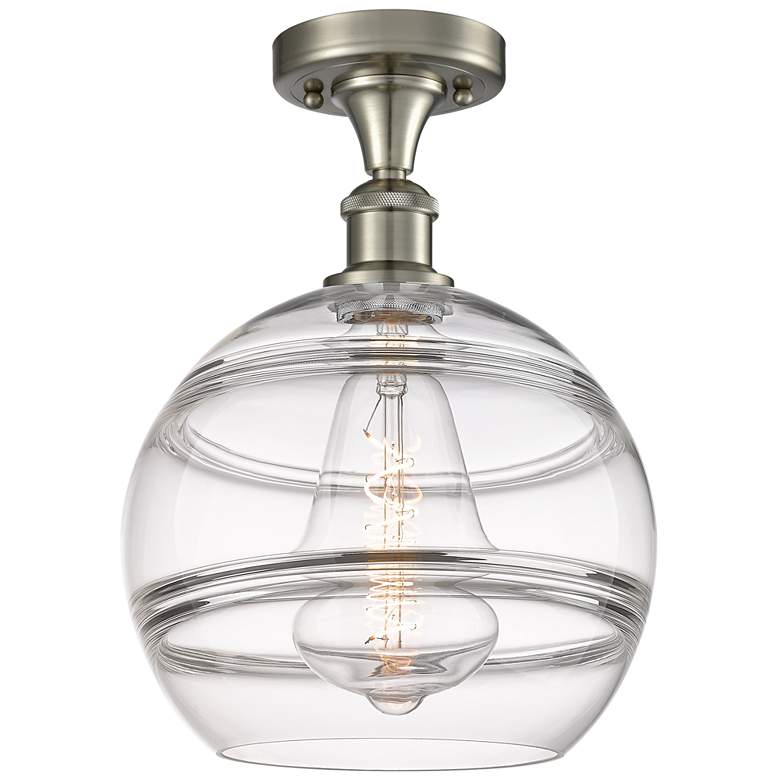 Image 1 Ballston Rochester 10"W Satin Nickel Semi-Flush Mount w/ Clear Shade