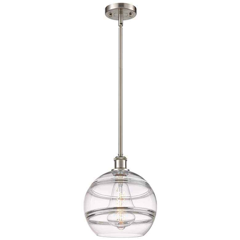 Image 1 Ballston Rochester 10"W Satin Nickel Stemmed Mini Pendant w/ Clear Sha