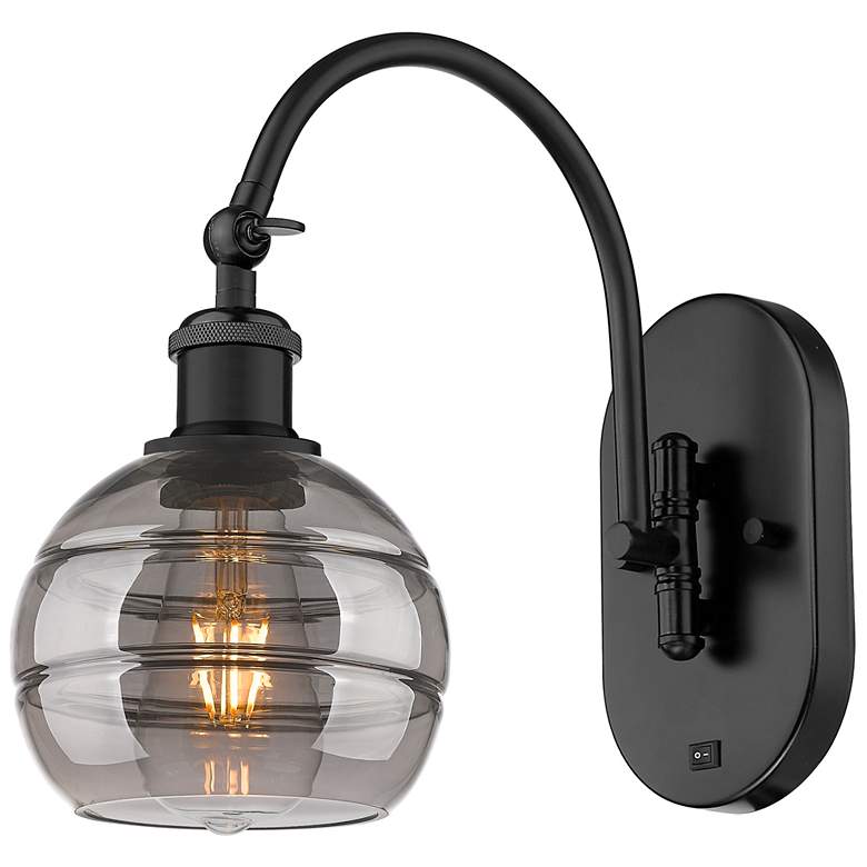 Image 1 Ballston Rochester 11.38"H Black Adjustable Sconce w/ Smoke Shade