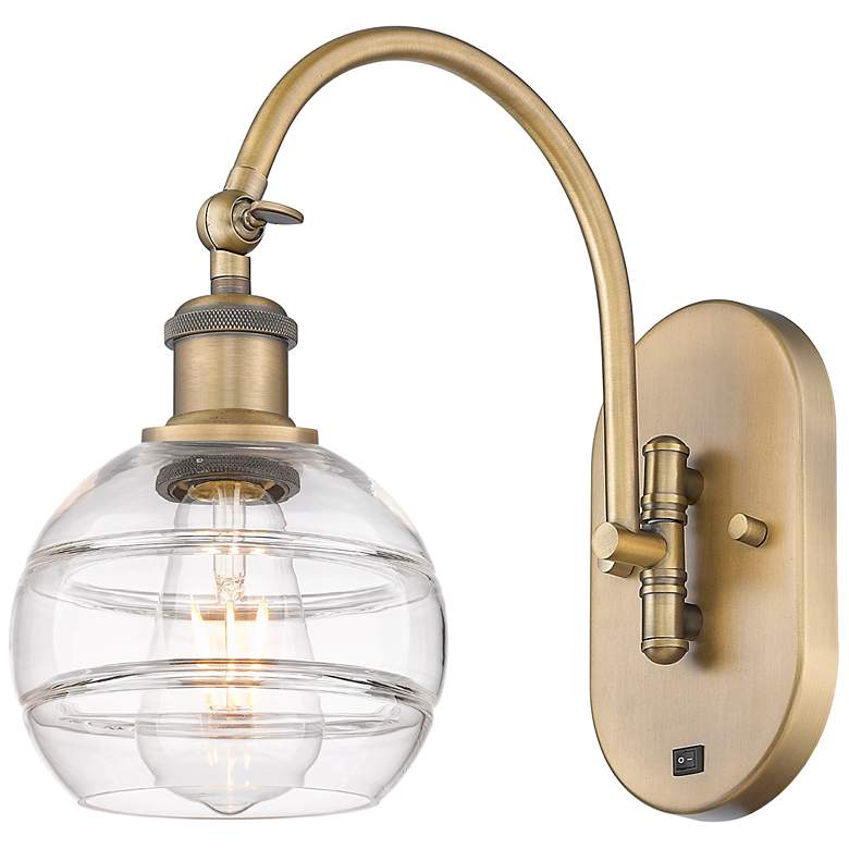 Image 1 Ballston Rochester 11.38"H Brushed Brass Adjustable Sconce w/ Clear Sh