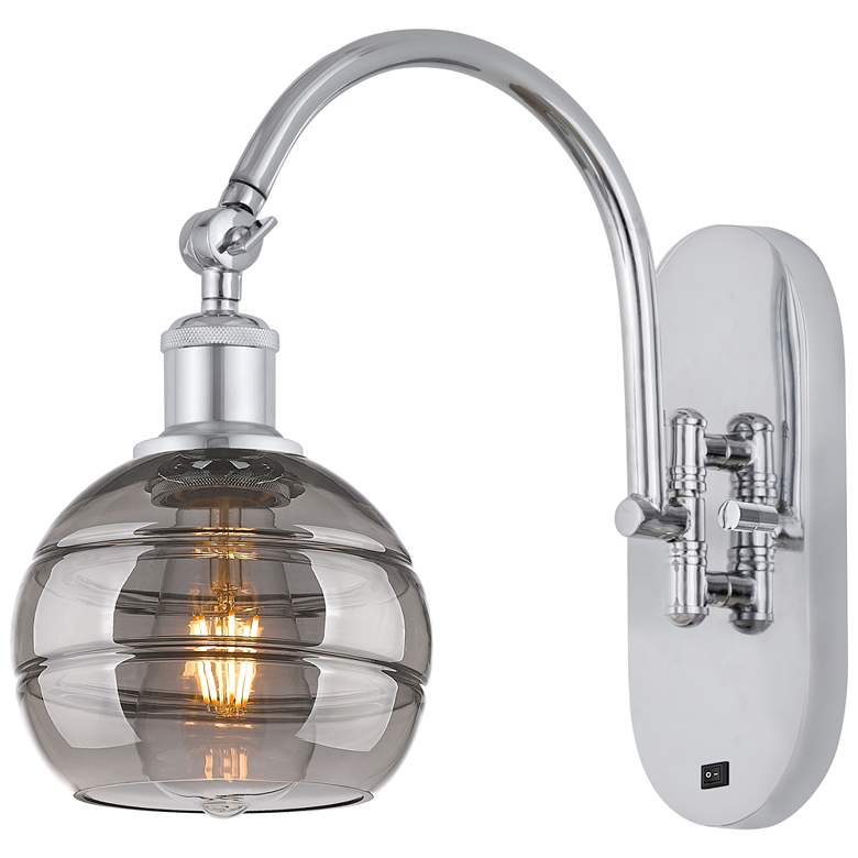 Image 1 Ballston Rochester 11.38"H Chrome Adjustable Sconce w/ Smoke Shade