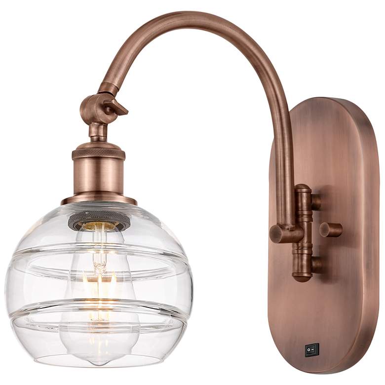 Image 1 Ballston Rochester 11.38"H Copper Adjustable Sconce w/ Clear Shade