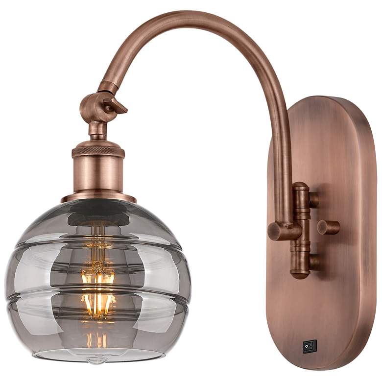 Image 1 Ballston Rochester 11.38"H Copper Adjustable Sconce w/ Smoke Shade