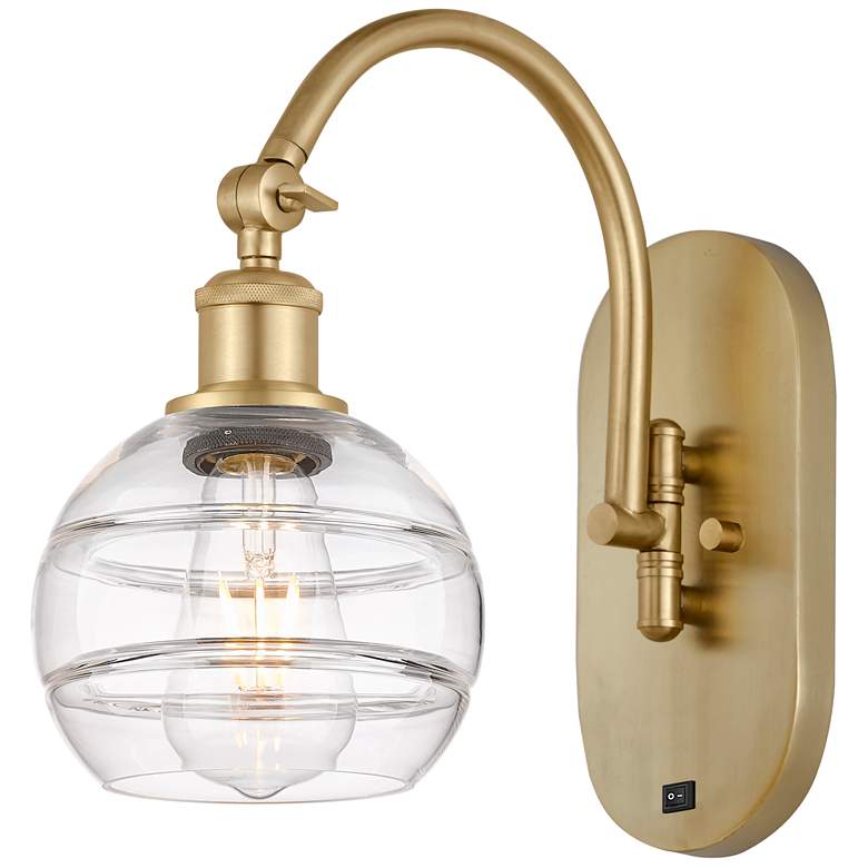 Image 1 Ballston Rochester 11.38"H Gold Adjustable Sconce w/ Clear Shade