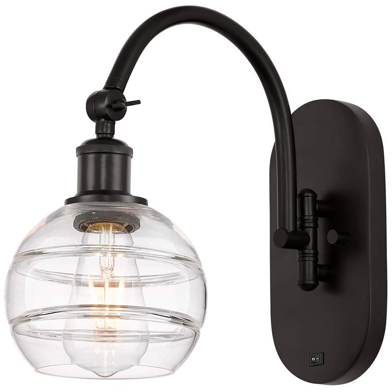 Image 1 Ballston Rochester 11.38"H Oiled Bronze Adjustable Sconce w/ Clear Sha