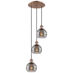Ballston Rochester 12.38"W 3-Light Copper Corded Pendant w/ Smoke Shad
