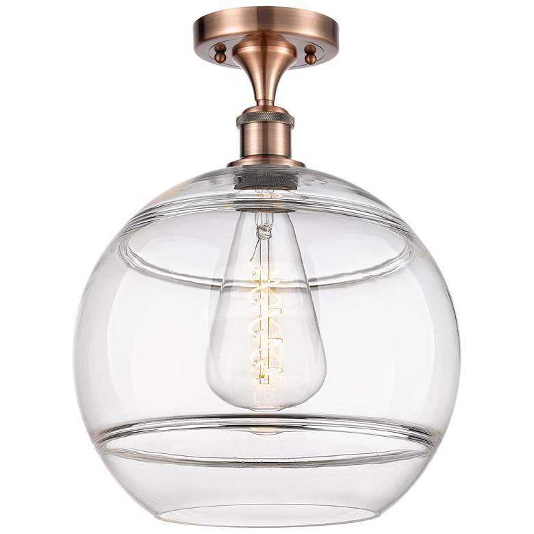 Image 1 Ballston Rochester 12" Wide Antique Copper Semi-Flush Mount w/ Clear S