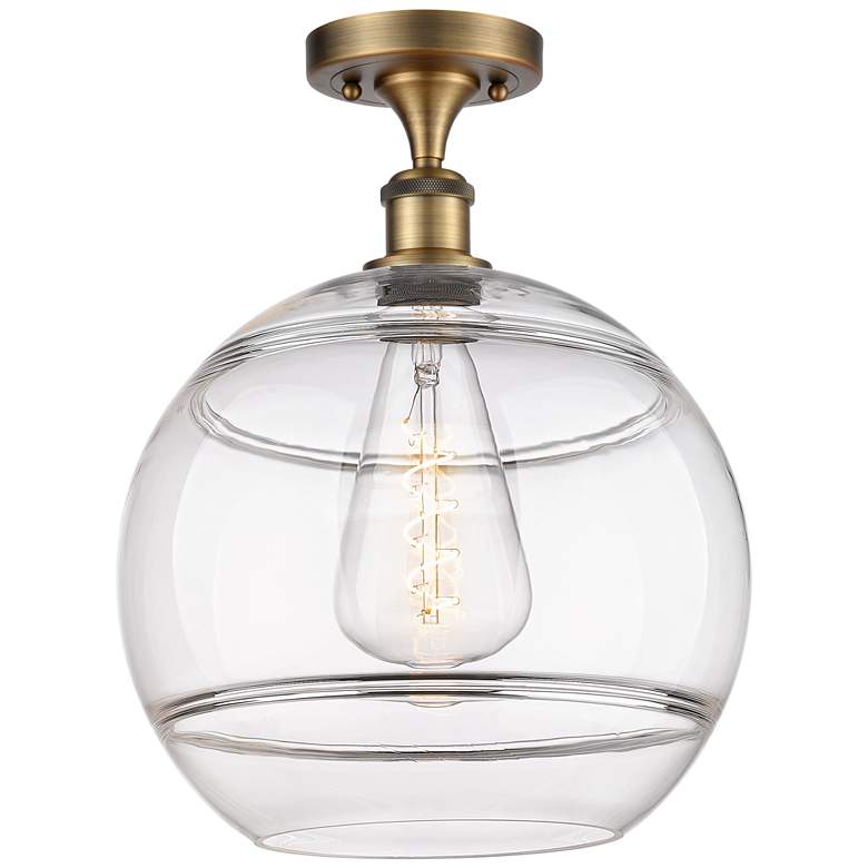 Image 1 Ballston Rochester 12" Wide Brushed Brass Semi-Flush Mount With Clear