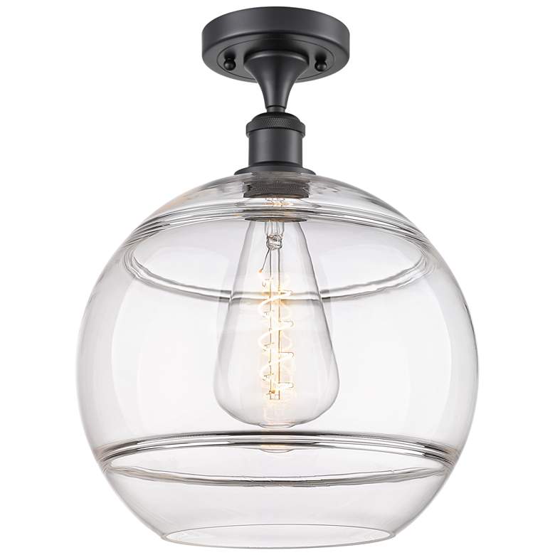 Image 1 Ballston Rochester 12" Wide Matte Black Semi-Flush Mount With Clear Sh