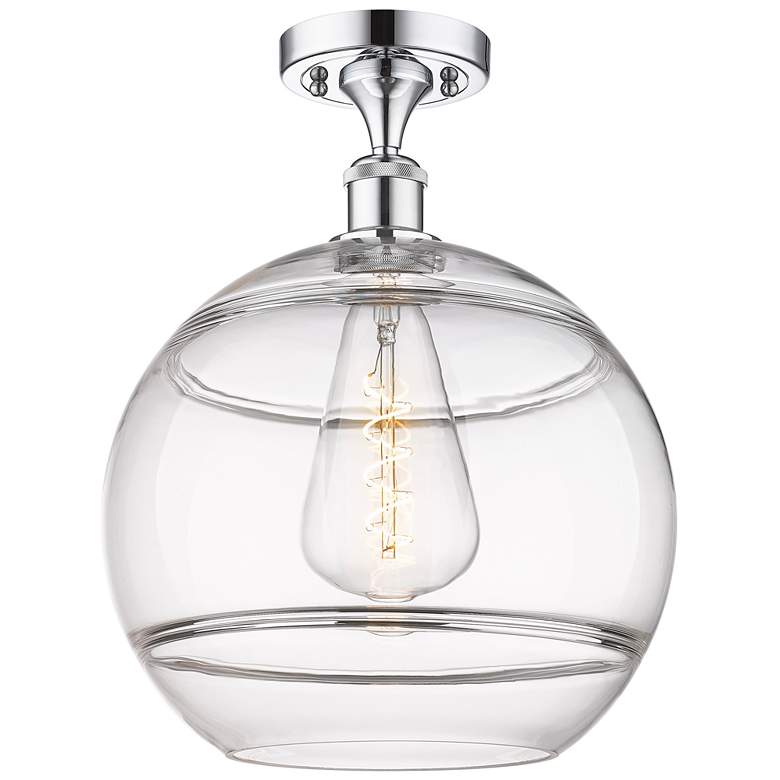 Image 1 Ballston Rochester 12" Wide Polished Chrome Semi-Flush Mount w/ Clear