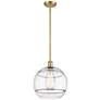 Ballston Rochester 12" Wide Satin Gold Stemmed Mini Pendant w/ Clear S