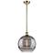 Ballston Rochester 12"W Antique Brass Stemmed Mini Pendant w/ Smoke Sh