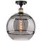 Ballston Rochester 12"W Black Antique Brass Semi-Flush w/ Light Smoke