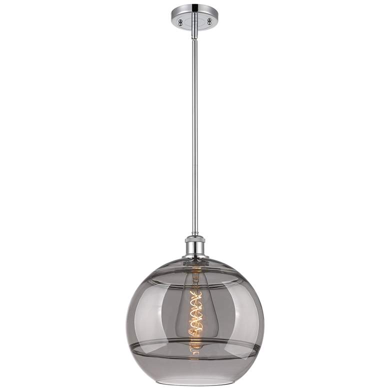 Image 1 Ballston Rochester 12"W Chrome Stemmed Mini Pendant w/ Light Smoke Sha