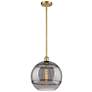 Ballston Rochester 12"W Gold Stemmed Mini Pendant w/ Light Smoke Shade