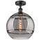 Ballston Rochester 12"W Matte Black Semi-Flush Mount w/ Light Smoke Sh