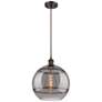 1_Ballston Rochester 12"W Oiled Bronze Corded Mini Pendant w/ Smoke Shad