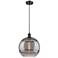Ballston Rochester 12"W Oiled Bronze Corded Mini Pendant w/ Smoke Shad