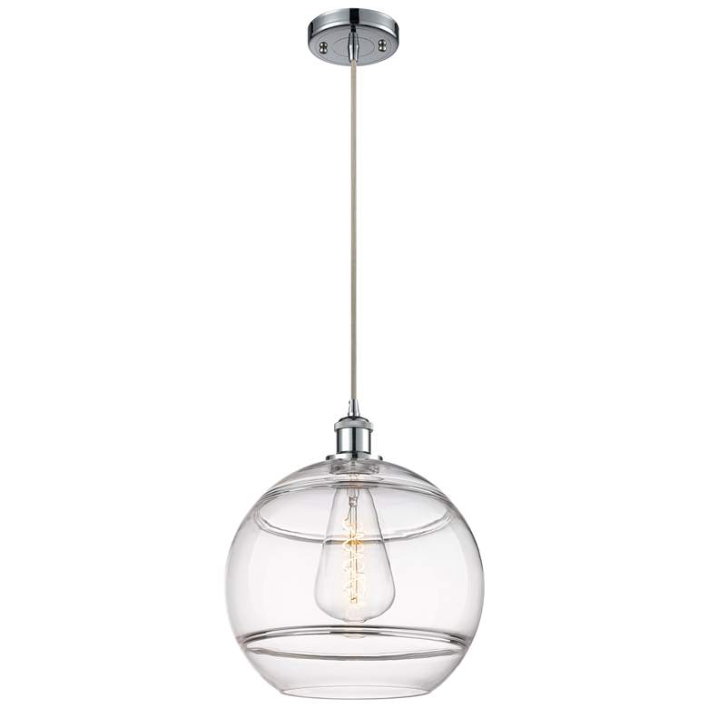 Image 1 Ballston Rochester 12"W Polished Chrome Corded Mini Pendant w/ Clear S