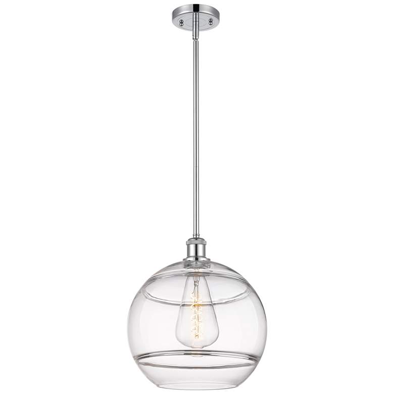 Image 1 Ballston Rochester 12"W Polished Chrome Stemmed Mini Pendant w/ Clear