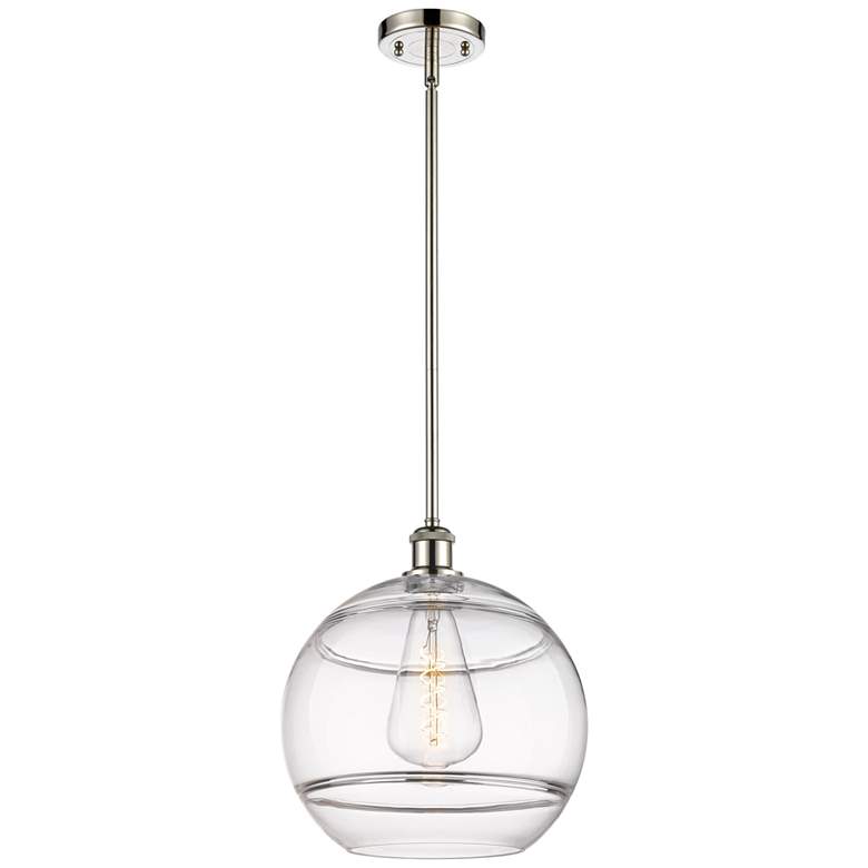 Image 1 Ballston Rochester 12"W Polished Nickel Stemmed Mini Pendant w/ Clear