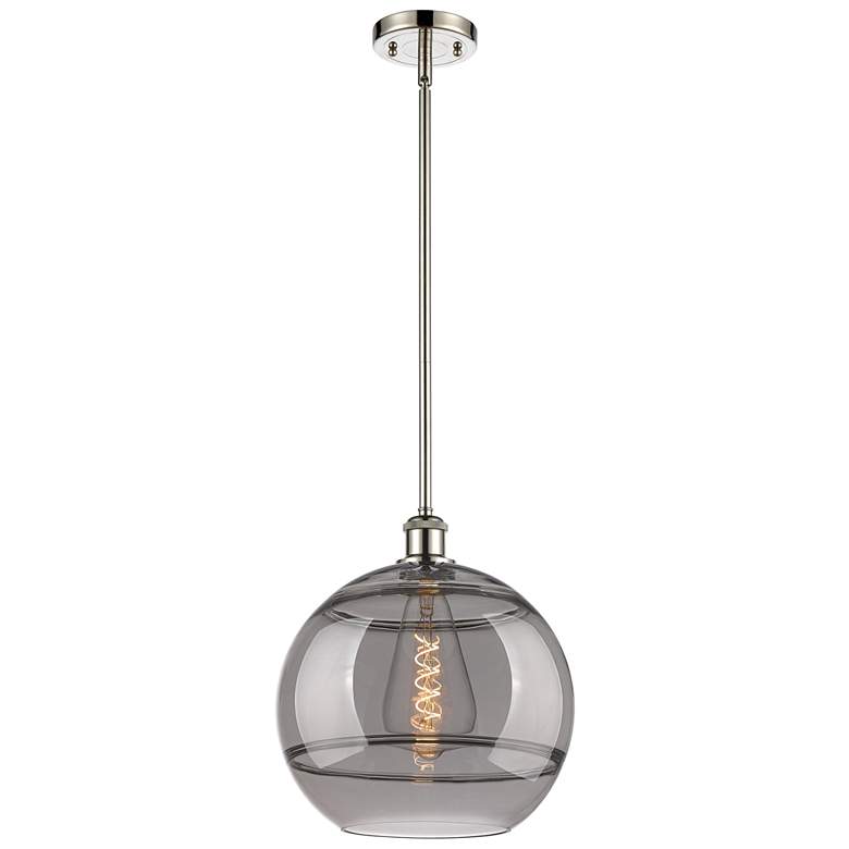 Image 1 Ballston Rochester 12"W Polished Nickel Stemmed Mini Pendant w/ Smoke