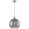 Ballston Rochester 12"W Satin Nickel Corded Mini Pendant w/ Smoke Shad