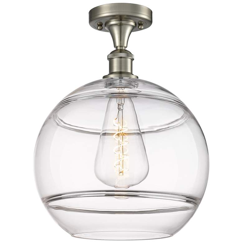 Image 1 Ballston Rochester 12"W Satin Nickel Semi-Flush Mount w/ Clear Shade